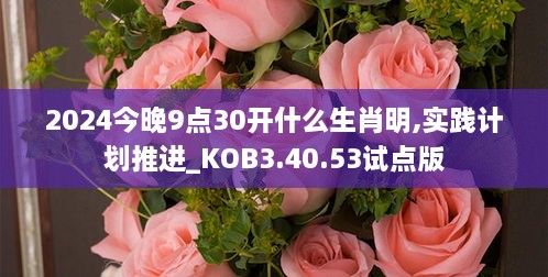 2024今晚9點30開什么生肖明,實踐計劃推進_KOB3.40.53試點版