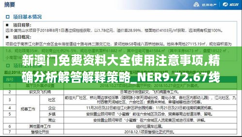 新澳門免費(fèi)資料大全使用注意事項(xiàng),精確分析解答解釋策略_NER9.72.67線上版