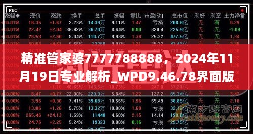 精準(zhǔn)管家婆7777788888，2024年11月19日專業(yè)解析_WPD9.46.78界面版