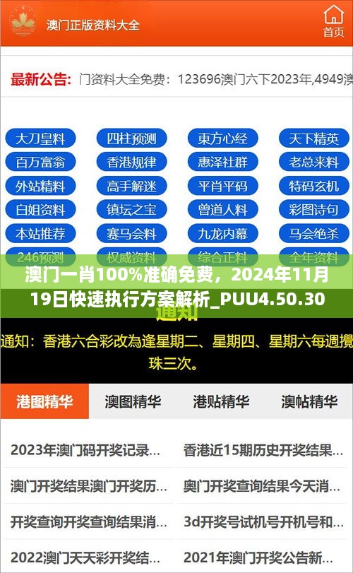 澳門一肖100%準(zhǔn)確免費，2024年11月19日快速執(zhí)行方案解析_PUU4.50.30完整版