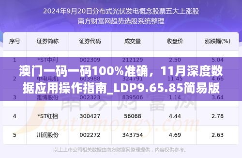 澳門一碼一碼100%準(zhǔn)確，11月深度數(shù)據(jù)應(yīng)用操作指南_LDP9.65.85簡易版