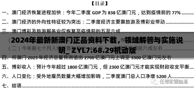 2024年最新新澳門正品資料下載，領(lǐng)域解答與實施說明_ ZYL7.68.29機(jī)動版