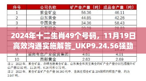 2024年十二生肖49個號碼，11月19日高效溝通實施解答_UKP9.24.56強勁版