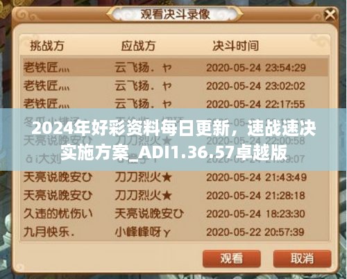 2024年好彩資料每日更新，速戰(zhàn)速?zèng)Q實(shí)施方案_ADI1.36.57卓越版