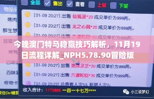 今晚澳門特馬穩(wěn)贏技巧解析，11月19日流程詳解_NPH5.78.90冒險(xiǎn)版