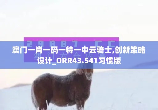 澳門一肖一碼一特一中云騎士,創(chuàng)新策略設計_ORR43.541習慣版