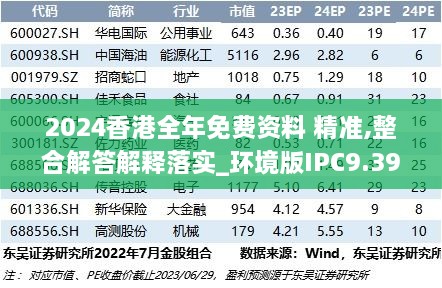 2024香港全年免費(fèi)資料 精準(zhǔn),整合解答解釋落實(shí)_環(huán)境版IPC9.39