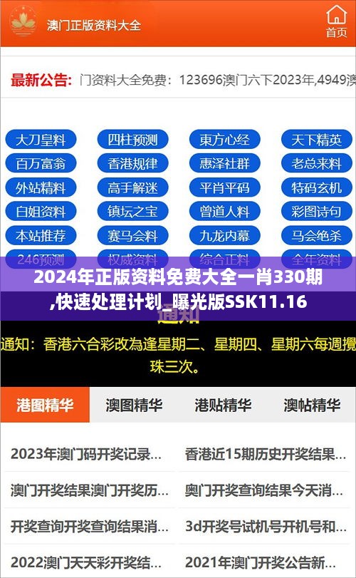 2024年正版資料免費大全一肖330期,快速處理計劃_曝光版SSK11.16