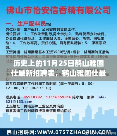 鶴山雅圖仕最新招聘表發(fā)布，歷史上的11月25日招聘動態(tài)回顧