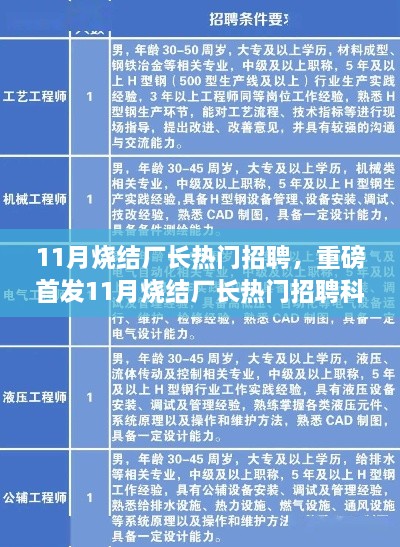 重磅首發(fā)，智能燒結系統(tǒng)引領未來科技生活新紀元，尋找優(yōu)秀燒結廠長