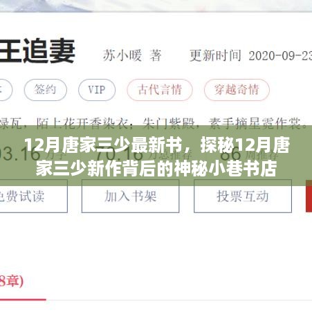 探秘唐家三少新作背后的神秘小巷書(shū)店，12月新書(shū)揭秘