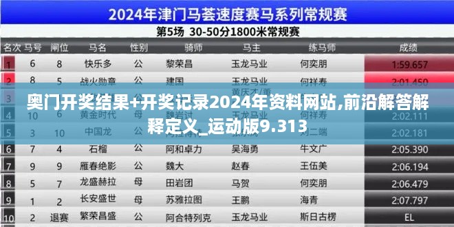 奧門開獎結果+開獎記錄2024年資料網站,前沿解答解釋定義_運動版9.313