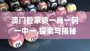 澳門管家婆一肖一碼一中一,探索與揭秘_旗艦款2.334