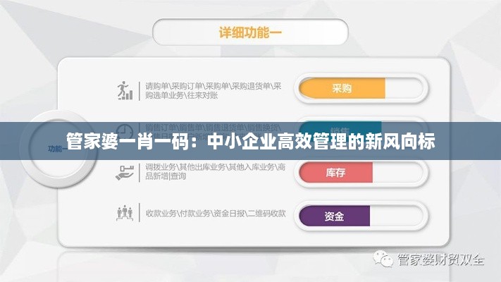 管家婆一肖一碼：中小企業(yè)高效管理的新風(fēng)向標