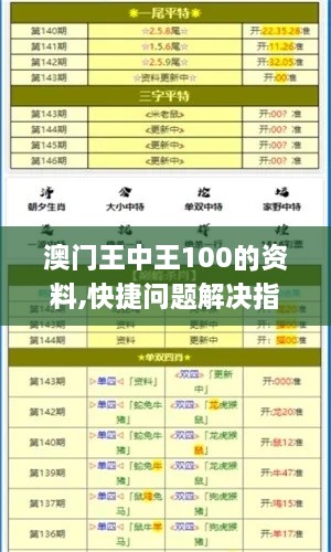 澳門(mén)王中王100的資料,快捷問(wèn)題解決指南_2DM6.884