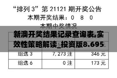 新澳開獎結(jié)果記錄查詢表,實效性策略解讀_投資版8.695