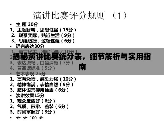 揭秘演講比賽統(tǒng)分表，細(xì)節(jié)解析與實(shí)用指南