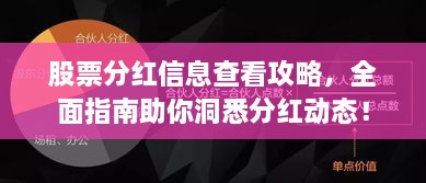 股票分紅信息查看攻略，全面指南助你洞悉分紅動態(tài)！