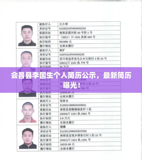 會昌縣李國生個人簡歷公示，最新簡歷曝光！