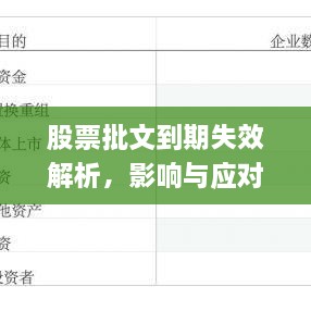 股票批文到期失效解析，影響與應(yīng)對策略