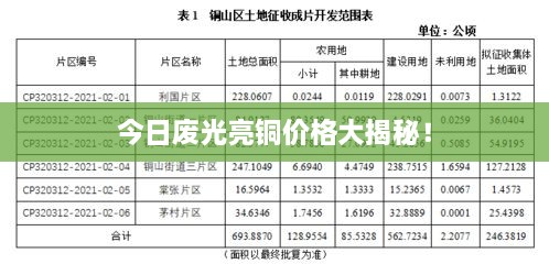 今日廢光亮銅價格大揭秘！