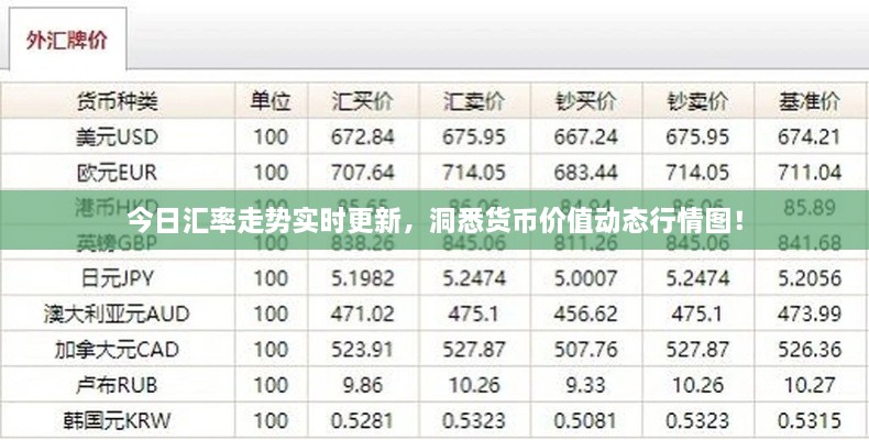 今日匯率走勢實時更新，洞悉貨幣價值動態(tài)行情圖！